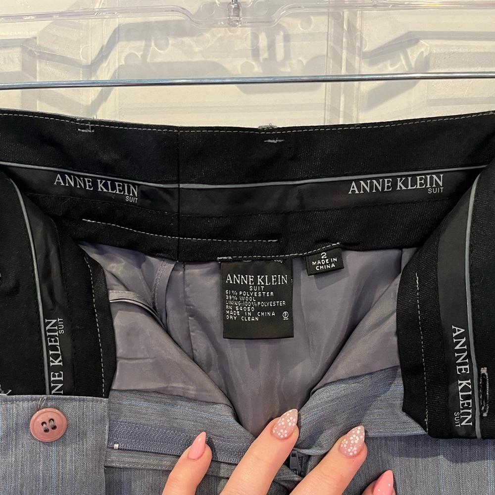 Anne Klein Suit Grey and Blue Pants Size 2 - Picture 3 of 4